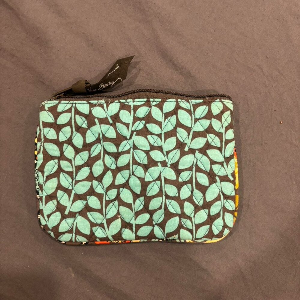 Vera Bradley | Zip-Up Makeup Bag Pouch | Green/Brown | Excellent Condition